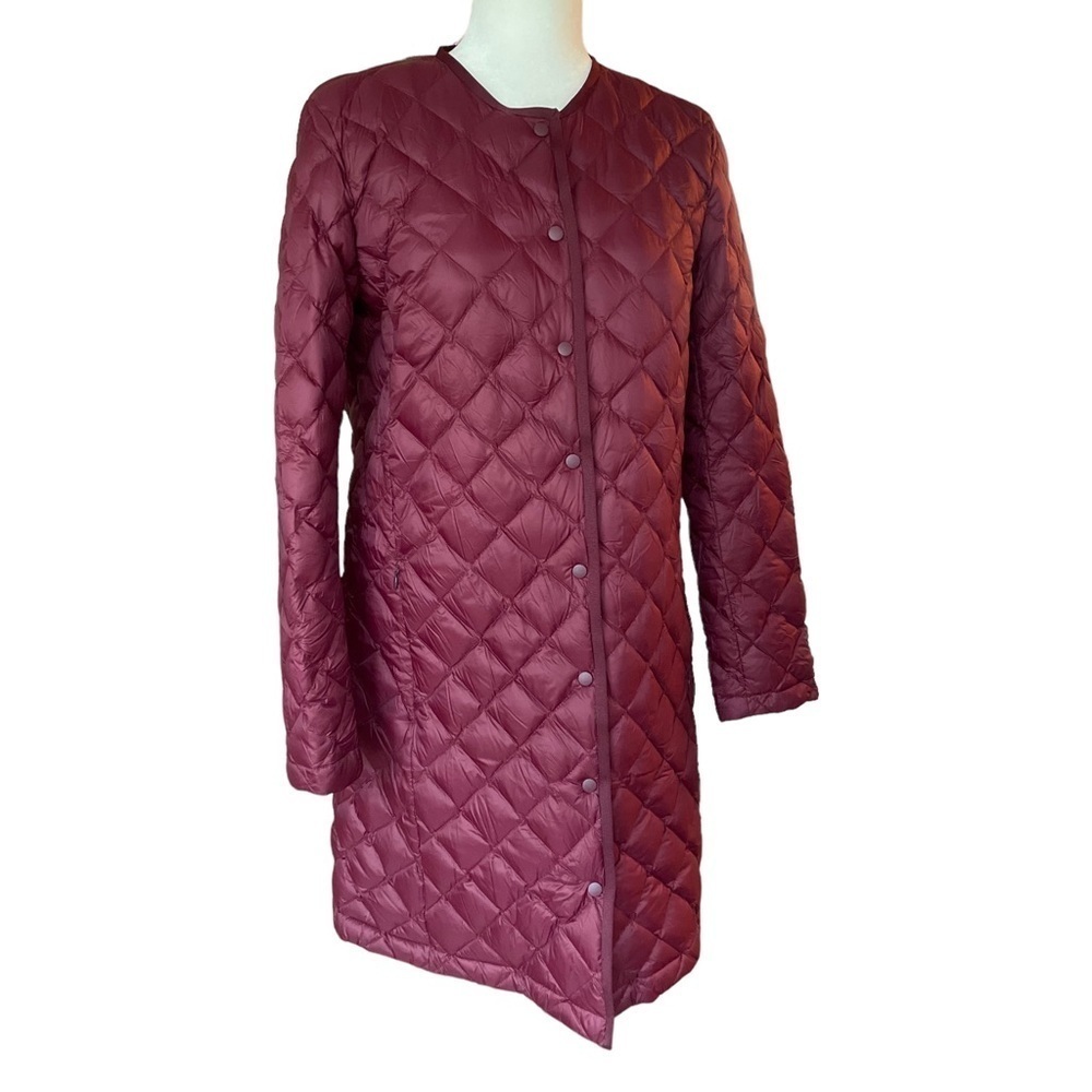 J. Jill Long Lightweight Diamond Quilted Down Puffer Jacket Coat